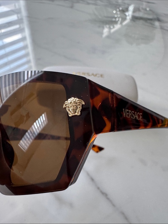 Versace Brown Shield Sunglasses with Gold Accents main image 5